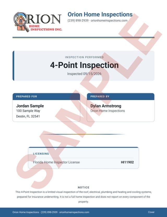 Cover page of the sample 4-point inspection report
