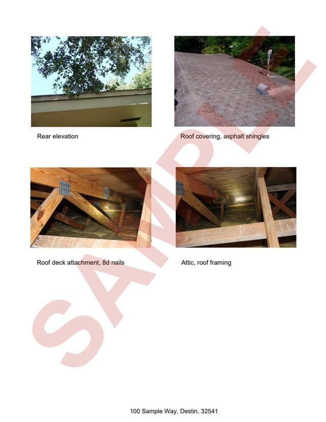 Photos page of the sample wind mitigation inspection report